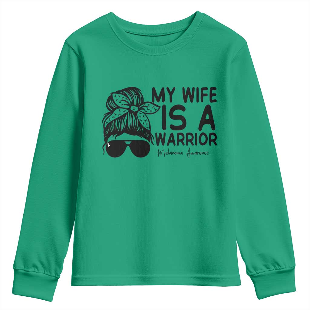 My Wife Is A Warrior Youth Sweatshirt Melanoma Awareness Husband Gift