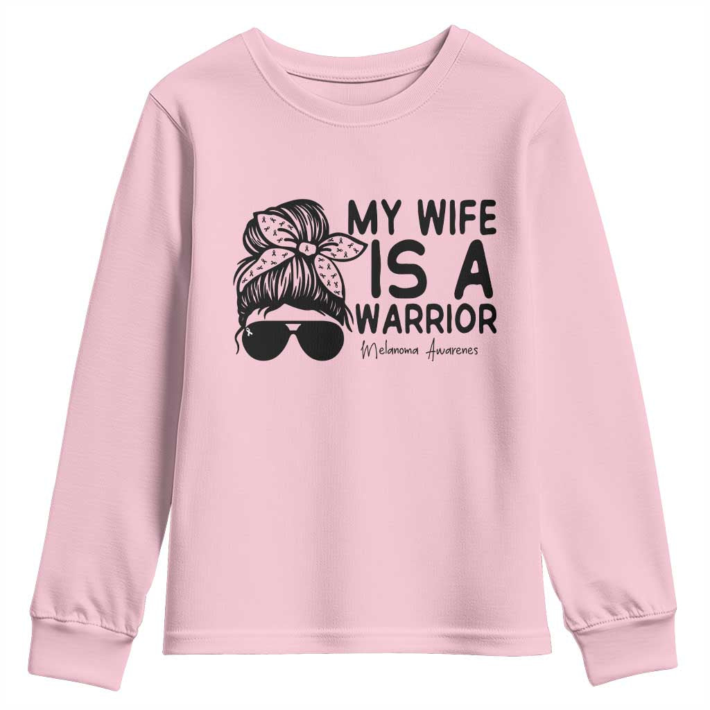 My Wife Is A Warrior Youth Sweatshirt Melanoma Awareness Husband Gift