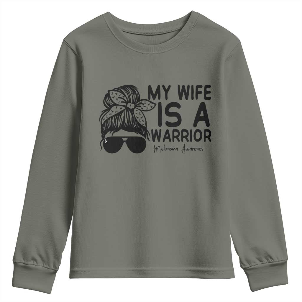 My Wife Is A Warrior Youth Sweatshirt Melanoma Awareness Husband Gift