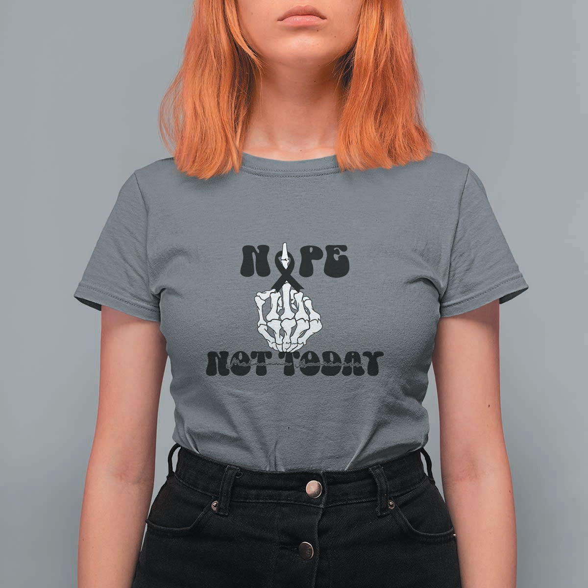 Melanoma Fighter Gift T Shirt For Women Funny Skeleton Nope Not Today