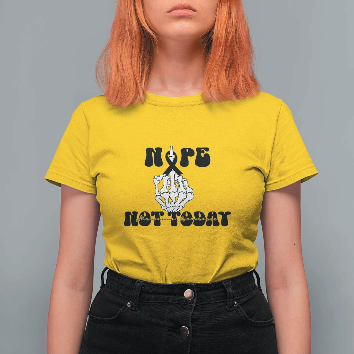 Melanoma Fighter Gift T Shirt For Women Funny Skeleton Nope Not Today