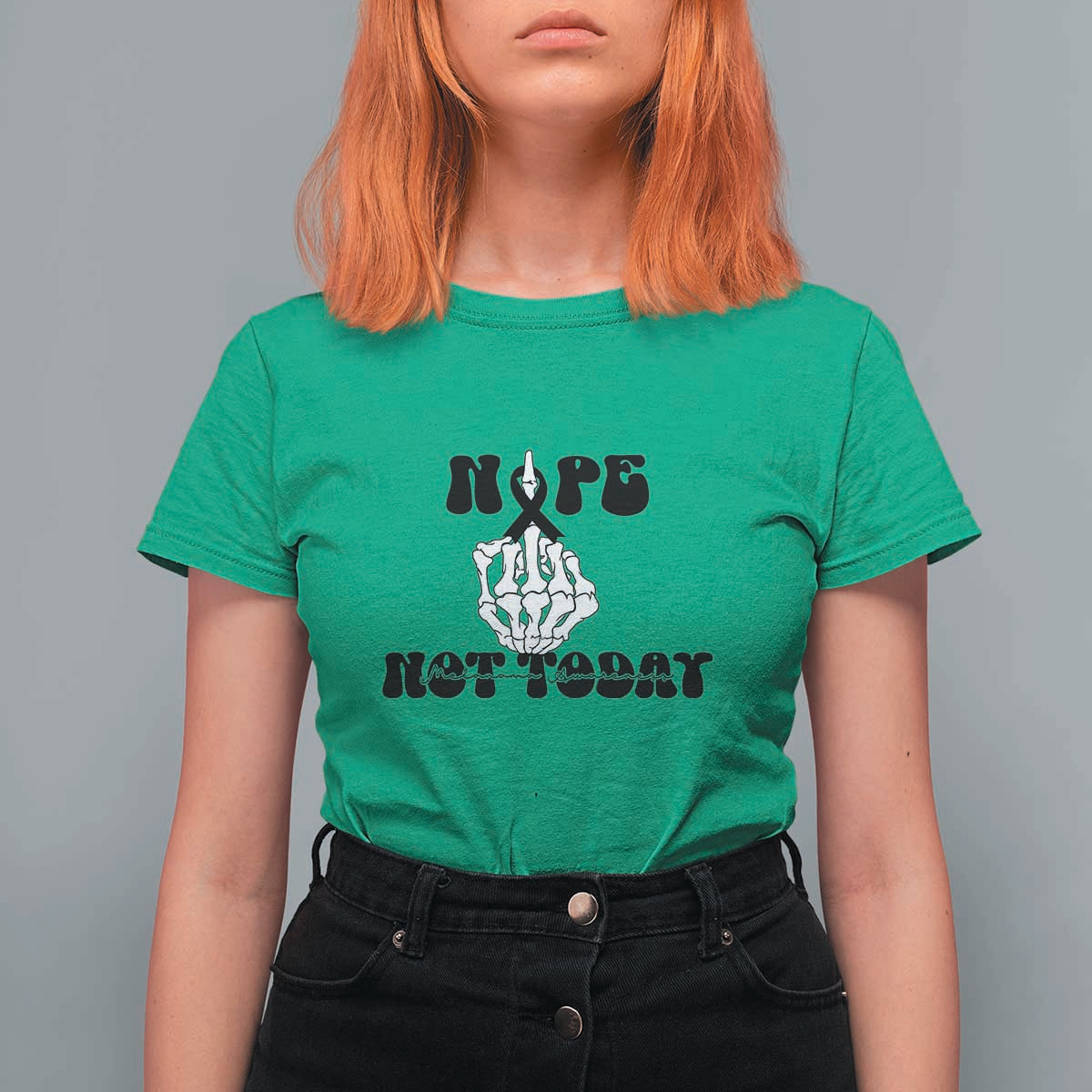 Melanoma Fighter Gift T Shirt For Women Funny Skeleton Nope Not Today