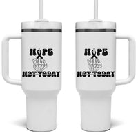 Melanoma Fighter Gift Tumbler With Handle Funny Skeleton Nope Not Today