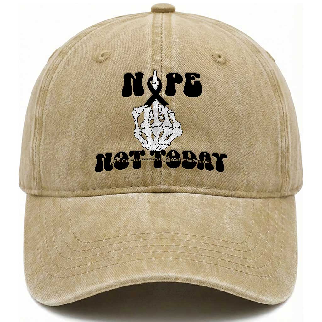 Melanoma Fighter Gift Washed Cotton Baseball Cap Funny Skeleton Nope Not Today
