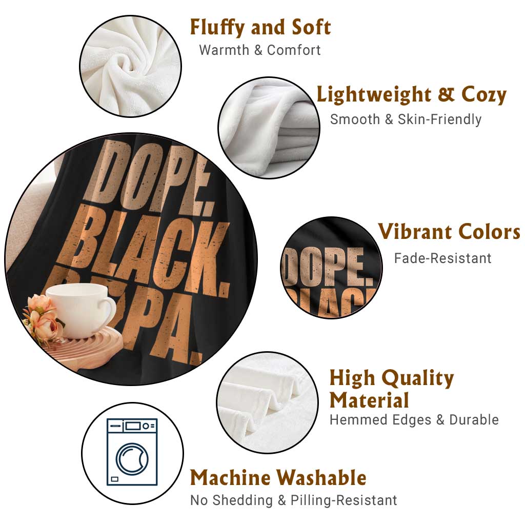Dope Black Papa Throw Blanket Proud African American Fathers Day Gift
