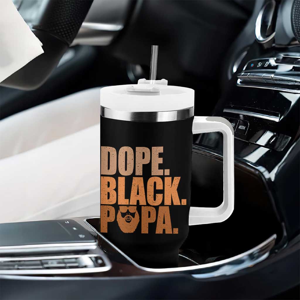 Dope Black Papa Tumbler With Handle Proud African American Fathers Day Gift