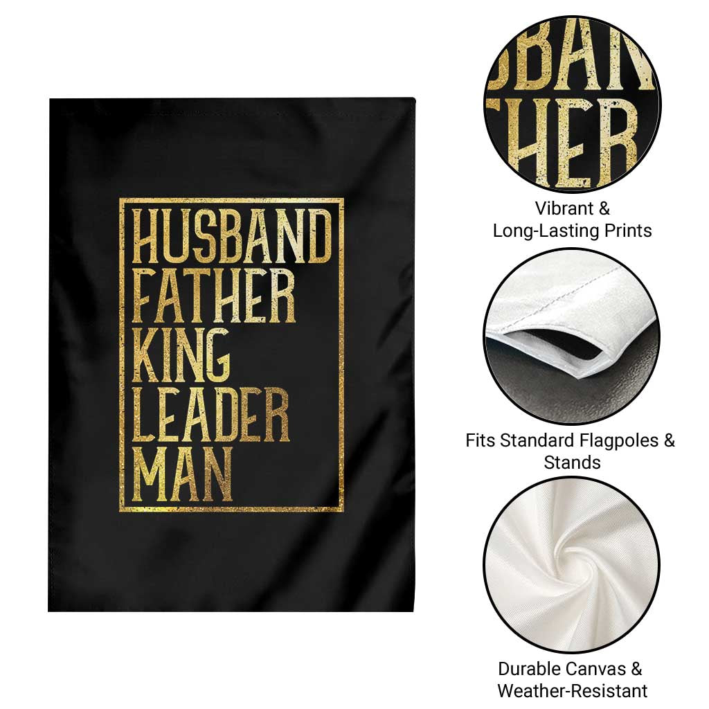 Husband Father King Leader Man Garden Flag Proud Black Dad Gift