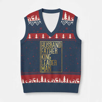 Husband Father King Leader Man V-Neck Knit Sweater Vest Proud Black Dad Gift