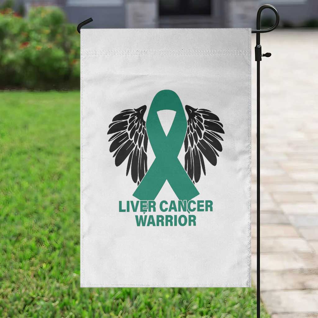 Liver Cancer Angel Warrior Wings Garden Flag Green Ribbon Awareness Support Gift