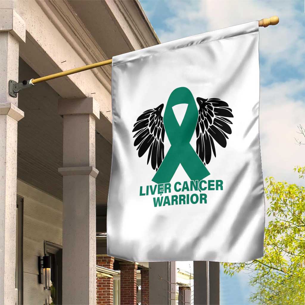 Liver Cancer Angel Warrior Wings Garden Flag Green Ribbon Awareness Support Gift