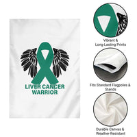 Liver Cancer Angel Warrior Wings Garden Flag Green Ribbon Awareness Support Gift