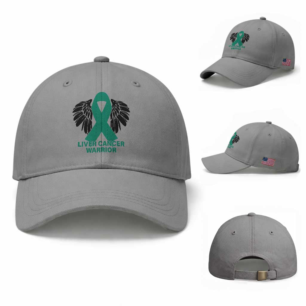Liver Cancer Angel Warrior Wings Baseball Cap Green Ribbon Awareness Support Gift