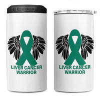 Liver Cancer Angel Warrior Wings 4 in 1 Can Cooler Tumbler Green Ribbon Awareness Support Gift