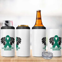 Liver Cancer Angel Warrior Wings 4 in 1 Can Cooler Tumbler Green Ribbon Awareness Support Gift