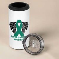 Liver Cancer Angel Warrior Wings 4 in 1 Can Cooler Tumbler Green Ribbon Awareness Support Gift