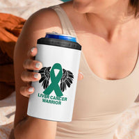 Liver Cancer Angel Warrior Wings 4 in 1 Can Cooler Tumbler Green Ribbon Awareness Support Gift