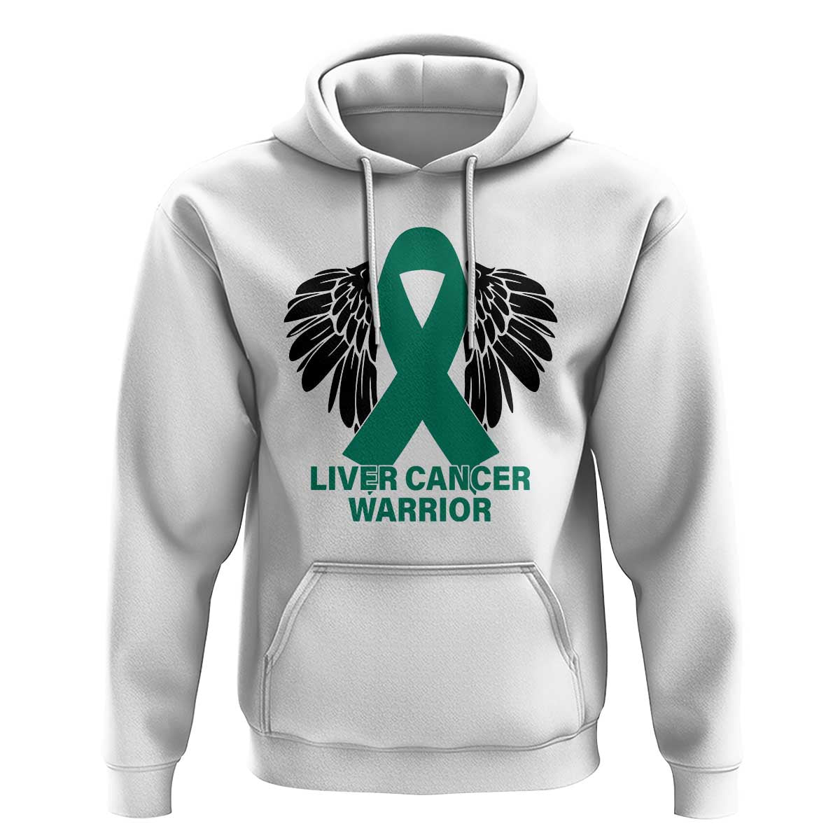 Liver Cancer Angel Warrior Wings Hoodie Green Ribbon Awareness Support Gift