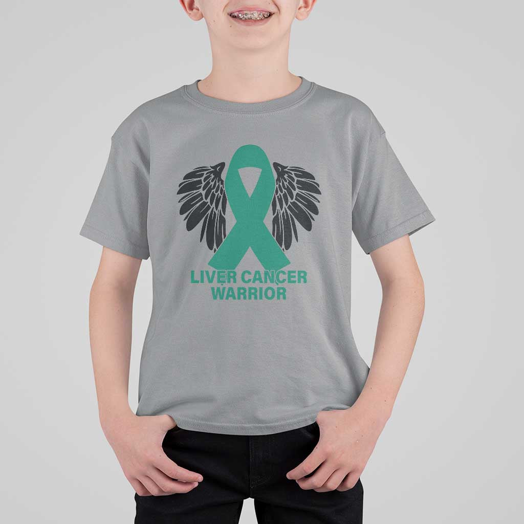 Liver Cancer Angel Warrior Wings T Shirt For Kid Green Ribbon Awareness Support Gift