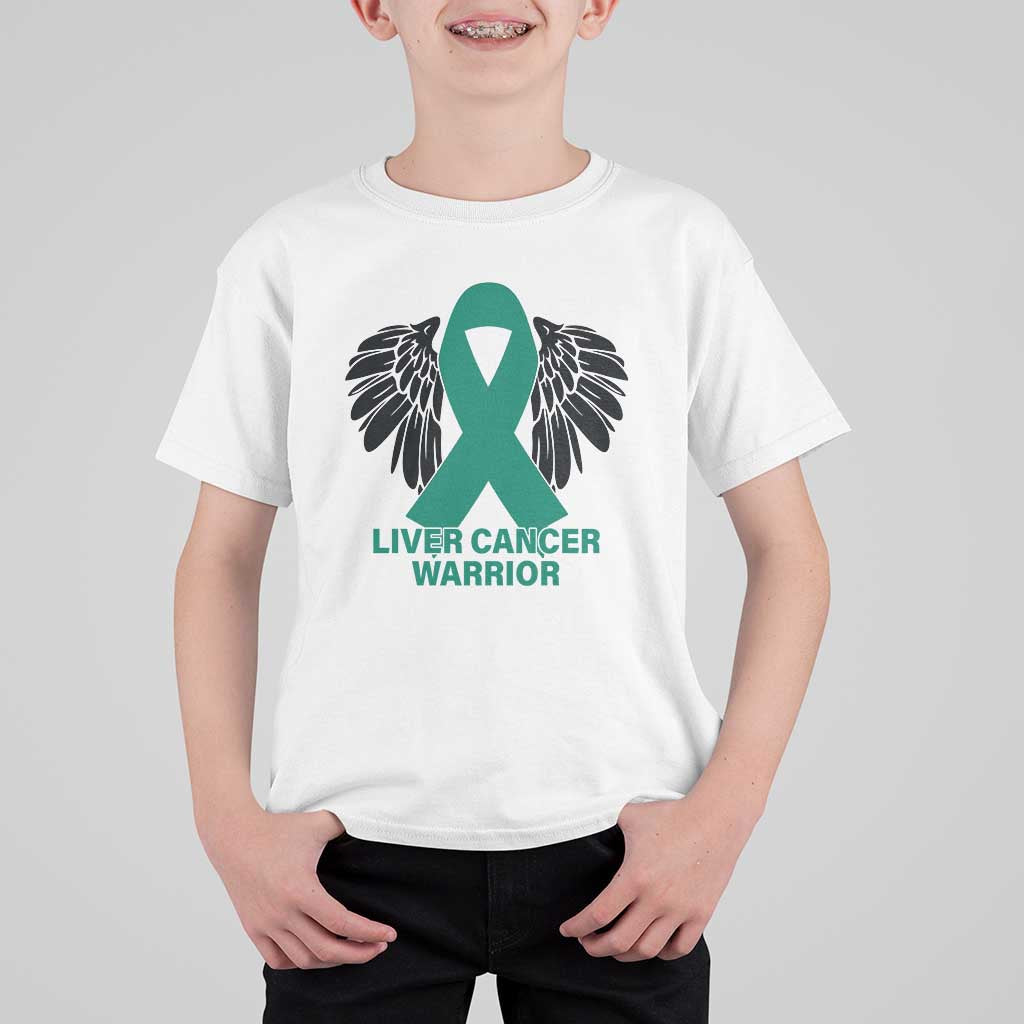 Liver Cancer Angel Warrior Wings T Shirt For Kid Green Ribbon Awareness Support Gift