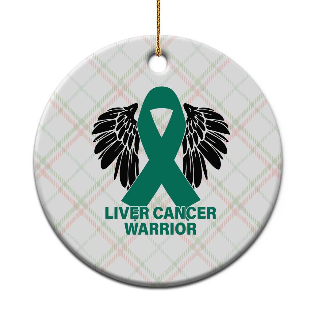 Liver Cancer Angel Warrior Wings Ceramic Ornament Green Ribbon Awareness Support Gift