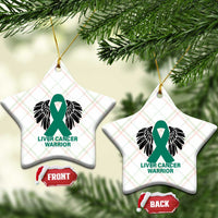 Liver Cancer Angel Warrior Wings Ceramic Ornament Green Ribbon Awareness Support Gift