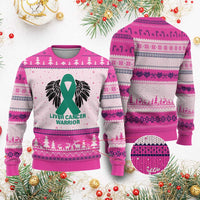 Liver Cancer Angel Warrior Wings Ugly Christmas Sweater Green Ribbon Awareness Support Gift
