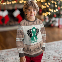Liver Cancer Angel Warrior Wings Ugly Christmas Sweater Green Ribbon Awareness Support Gift