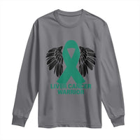 Liver Cancer Angel Warrior Wings Long Sleeve Shirt Green Ribbon Awareness Support Gift