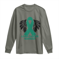 Liver Cancer Angel Warrior Wings Long Sleeve Shirt Green Ribbon Awareness Support Gift