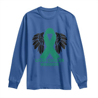 Liver Cancer Angel Warrior Wings Long Sleeve Shirt Green Ribbon Awareness Support Gift