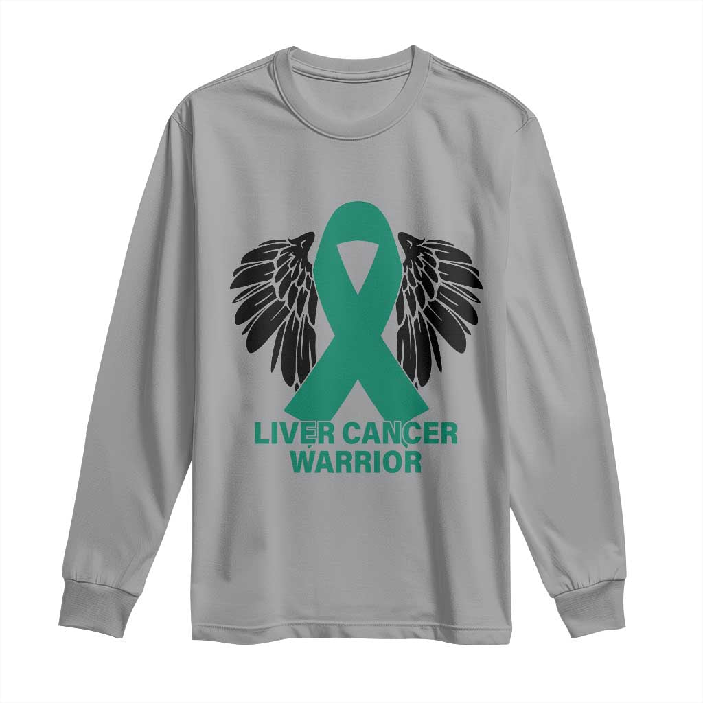 Liver Cancer Angel Warrior Wings Long Sleeve Shirt Green Ribbon Awareness Support Gift