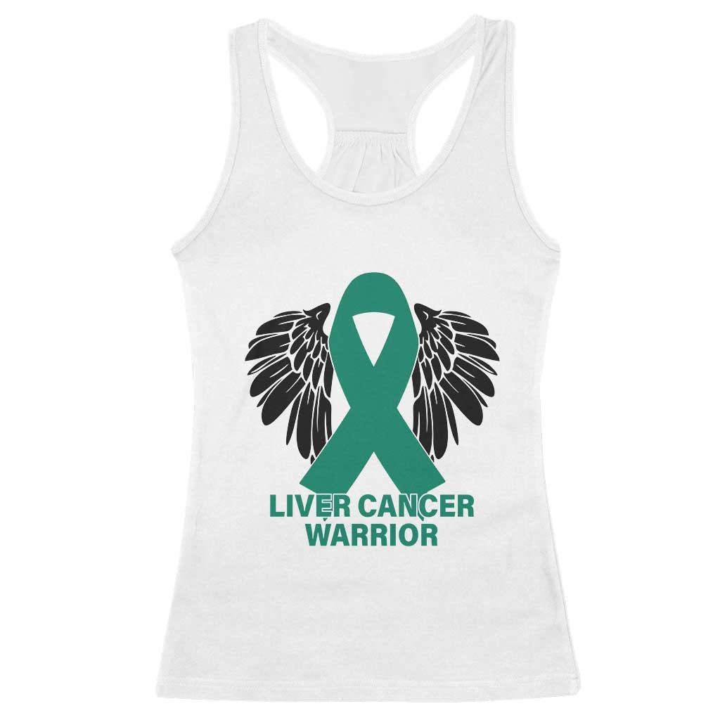 Liver Cancer Angel Warrior Wings Racerback Tank Top Green Ribbon Awareness Support Gift