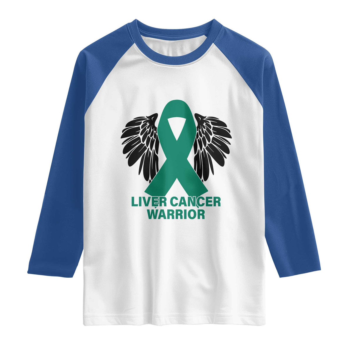 Liver Cancer Angel Warrior Wings Raglan Shirt Green Ribbon Awareness Support Gift