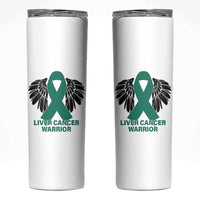 Liver Cancer Angel Warrior Wings Skinny Tumbler Green Ribbon Awareness Support Gift