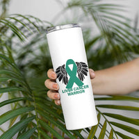 Liver Cancer Angel Warrior Wings Skinny Tumbler Green Ribbon Awareness Support Gift