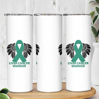 Liver Cancer Angel Warrior Wings Skinny Tumbler Green Ribbon Awareness Support Gift