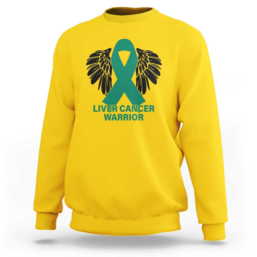 Liver Cancer Angel Warrior Wings Sweatshirt Green Ribbon Awareness Support Gift