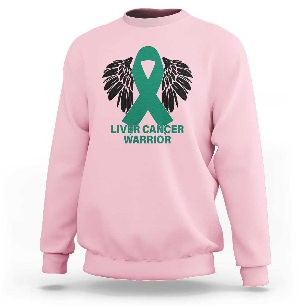 Liver Cancer Angel Warrior Wings Sweatshirt Green Ribbon Awareness Support Gift