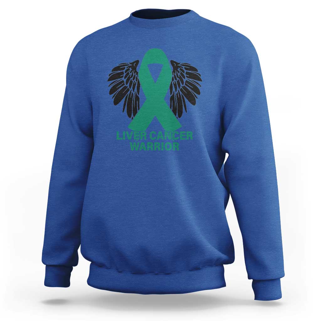 Liver Cancer Angel Warrior Wings Sweatshirt Green Ribbon Awareness Support Gift