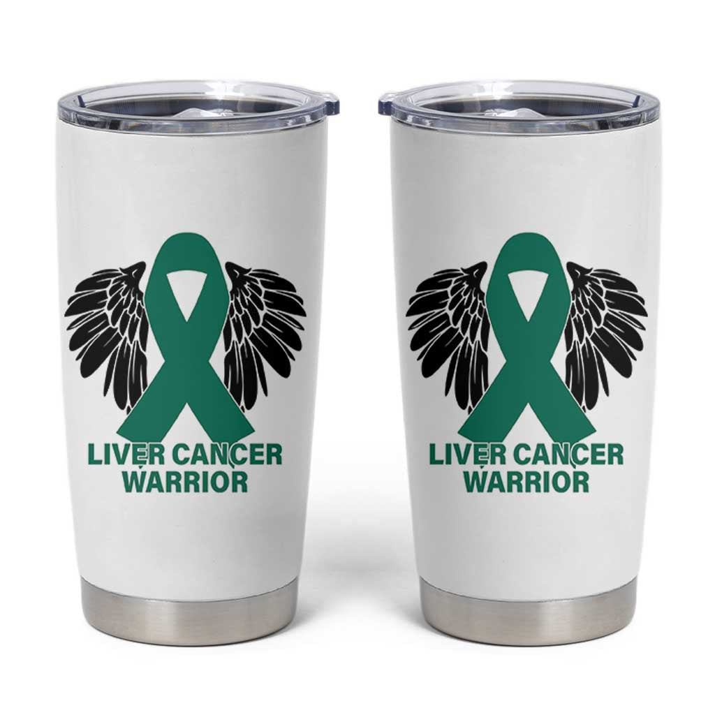 Liver Cancer Angel Warrior Wings Tumbler Cup Green Ribbon Awareness Support Gift