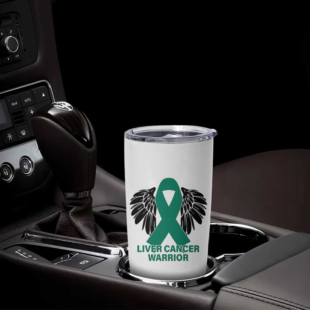 Liver Cancer Angel Warrior Wings Tumbler Cup Green Ribbon Awareness Support Gift