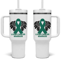 Liver Cancer Angel Warrior Wings Tumbler With Handle Green Ribbon Awareness Support Gift