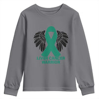 Liver Cancer Angel Warrior Wings Youth Sweatshirt Green Ribbon Awareness Support Gift