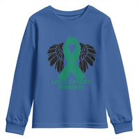 Liver Cancer Angel Warrior Wings Youth Sweatshirt Green Ribbon Awareness Support Gift