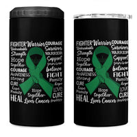 Liver Cancer Support Gift 4 in 1 Can Cooler Tumbler Fearless Unbreakable Warrior Hope