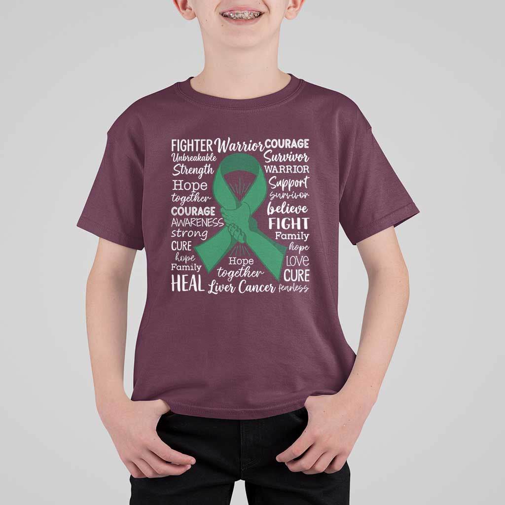 Liver Cancer Support Gift T Shirt For Kid Fearless Unbreakable Warrior Hope