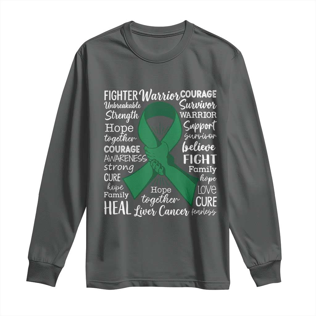 Liver Cancer Support Gift Long Sleeve Shirt Fearless Unbreakable Warrior Hope