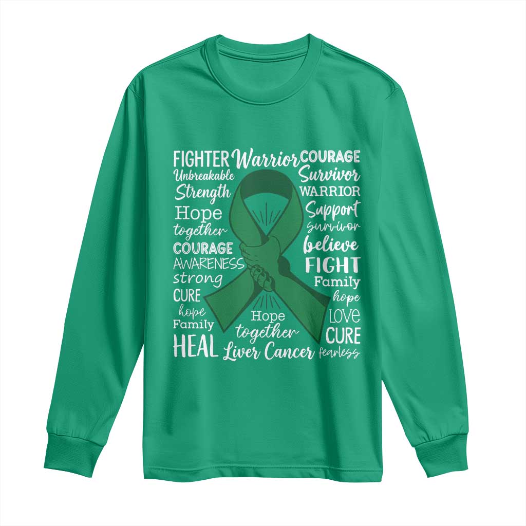 Liver Cancer Support Gift Long Sleeve Shirt Fearless Unbreakable Warrior Hope