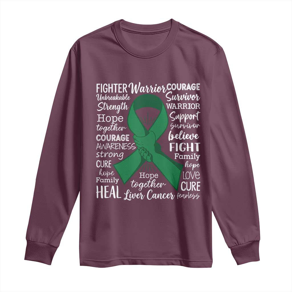 Liver Cancer Support Gift Long Sleeve Shirt Fearless Unbreakable Warrior Hope