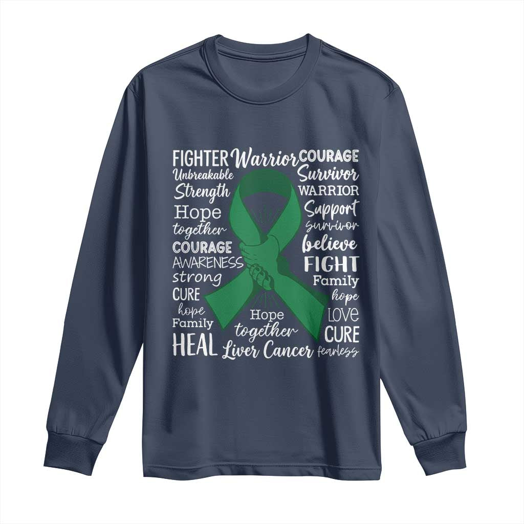 Liver Cancer Support Gift Long Sleeve Shirt Fearless Unbreakable Warrior Hope